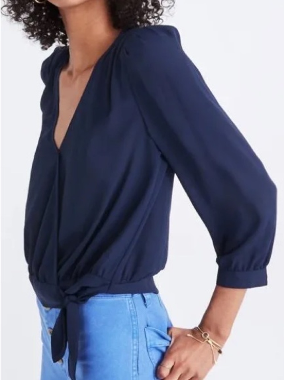Madewell wrap top in navy